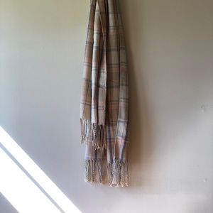 Pastel Plaid Scarf with Fringe